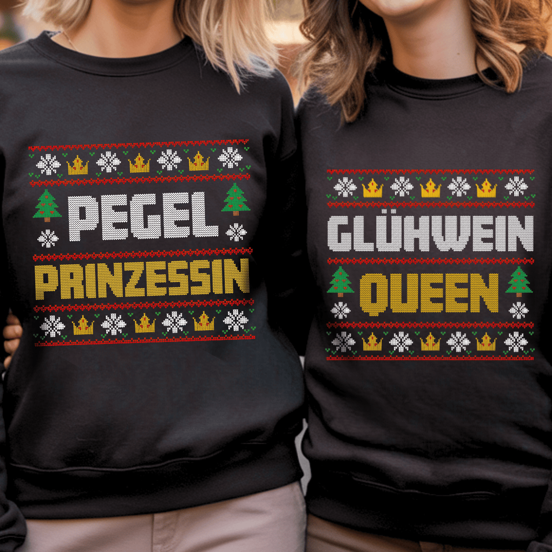 Pegel Prinzessin & Glühwein Queen- Weihnachten Sweatshirt Bundle