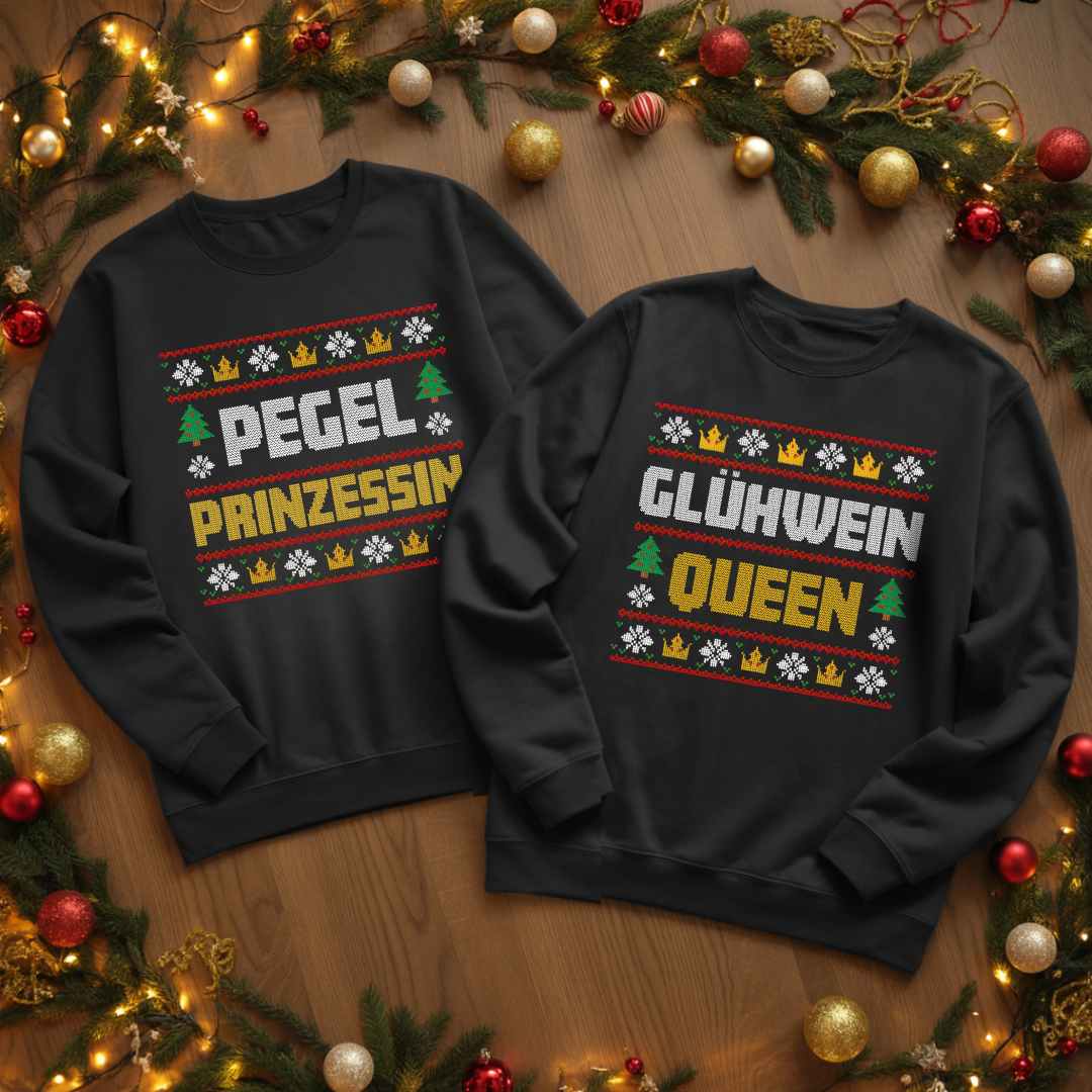 Pegel Prinzessin & Glühwein Queen- Weihnachten Sweatshirt Bundle